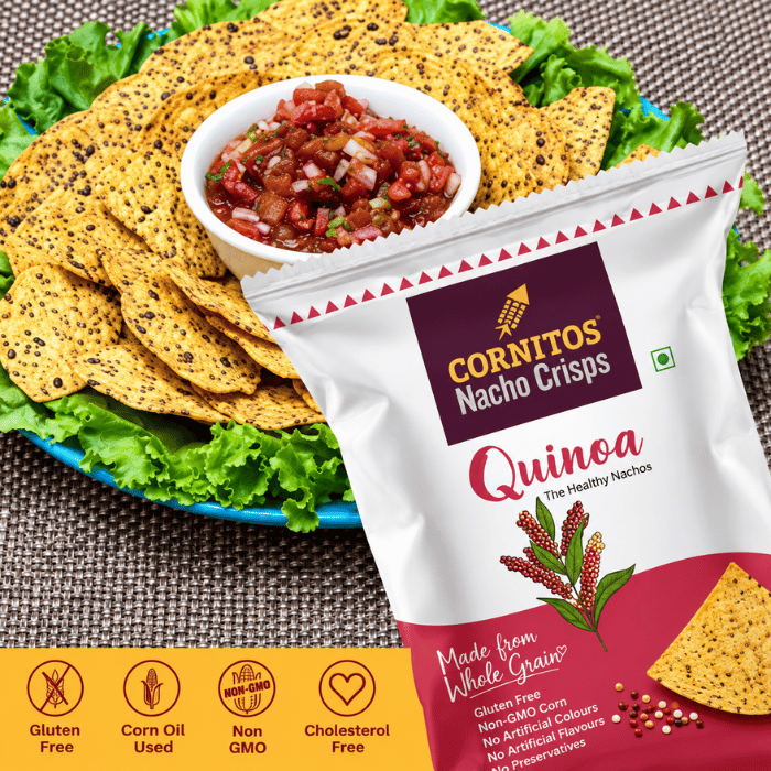 Cornitos Gourmet Quinoa Nacho Crisps 62g (Himalayan Pink Salt) – Gluten Free Healthy Corn Chips thumbnail 3