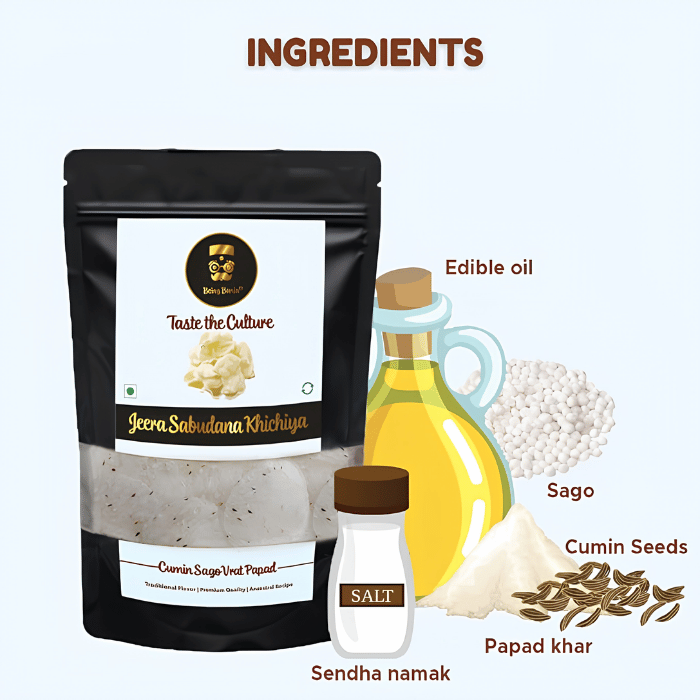 Being Bania Jeera Sabudana Khichiya 213g – Traditional Gluten-Free Cumin Sago Pappad thumbnail 4