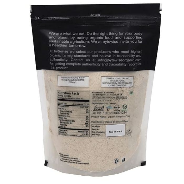 Bytewise Organic Jowar Atta (Sorghum Flour) 1kg – Pesticide Free USDA Certified Gluten Free Millet Flour thumbnail 2