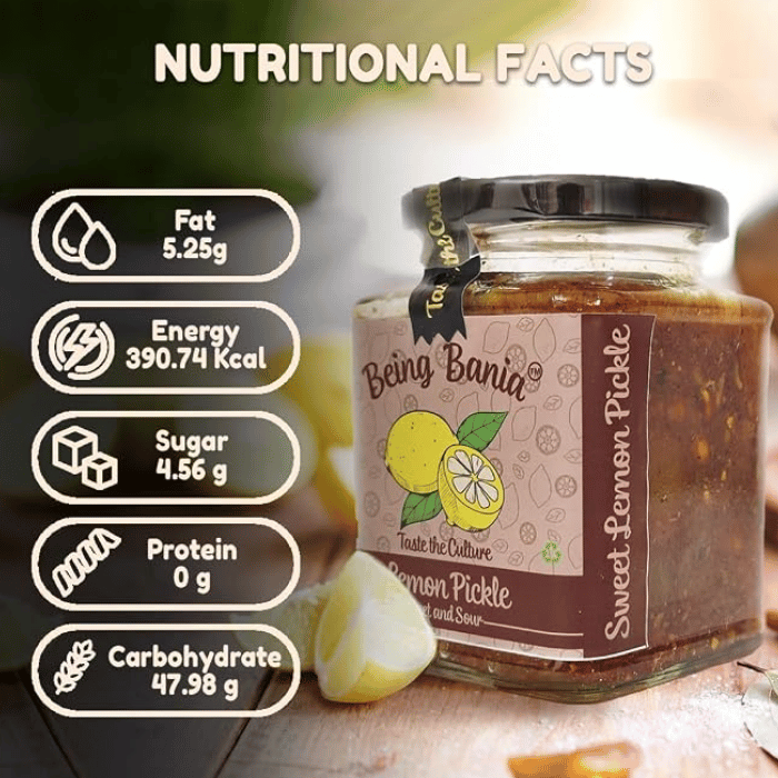 Being Bania Lemon Pickle (Oil Free) 255g – Traditional Homemade Indian Tangy & Spiced Pickle thumbnail 4