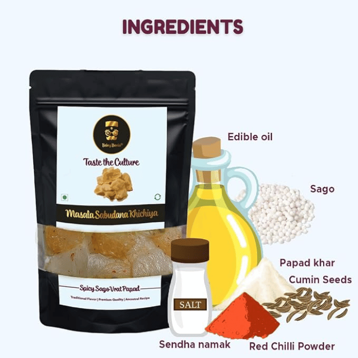 Being Bania Masala Sabudana Khichiya 213g – Traditional Gluten-Free Spicy Sago Pappad thumbnail 3