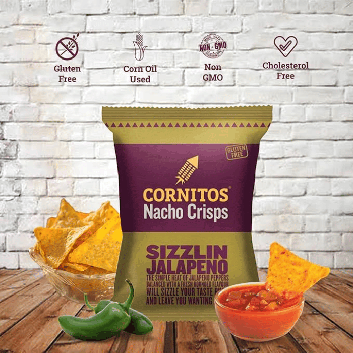 Cornitos Nacho Crisps Tortilla Chips 61g (Sizzlin Jalapeno) – Gluten Free Healthy Corn Chips thumbnail 4