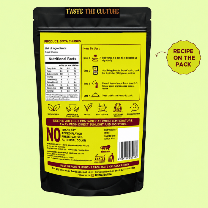 Being Bania Soya Chunks 312g – High Protein Plant-Based Meat Alternative (Meal Maker) thumbnail 2